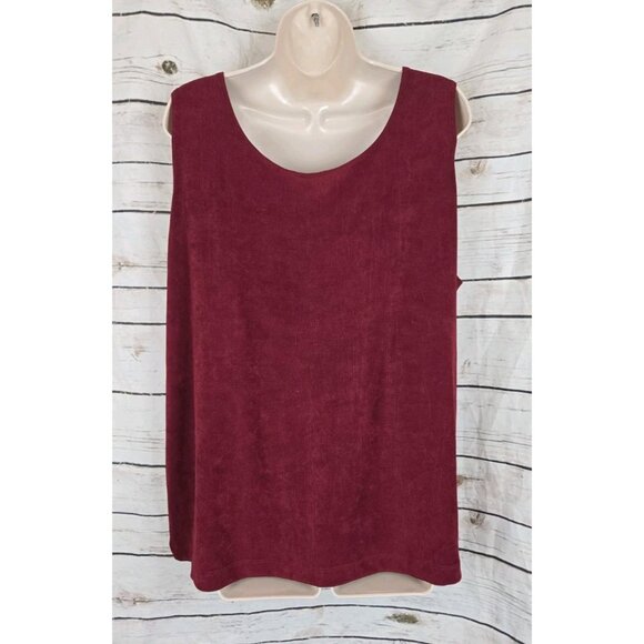 Chico's Travelers Red Burgundy Pleated Jacket Cardigan Set 4 Twin Set Tank 2 PC - Picture 7 of 8